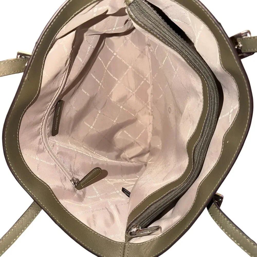 Michael Kors Voyager Large Saffiano Leather Tote Bag Olive Green Purse